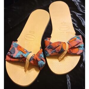 HAVAIANAS Brazil Authentic Women Rubber Flip Flops Sandals USA-size 6/7 Tropical